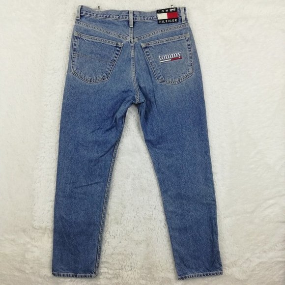 Vintage Tommy Hilfiger Womens Jeans Straight Leg Denim Flag Spellout‎ Logo 30 - Picture 1 of 12